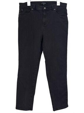 Eileen Fisher Black Denim Tapered Jeans Size Large Womens
